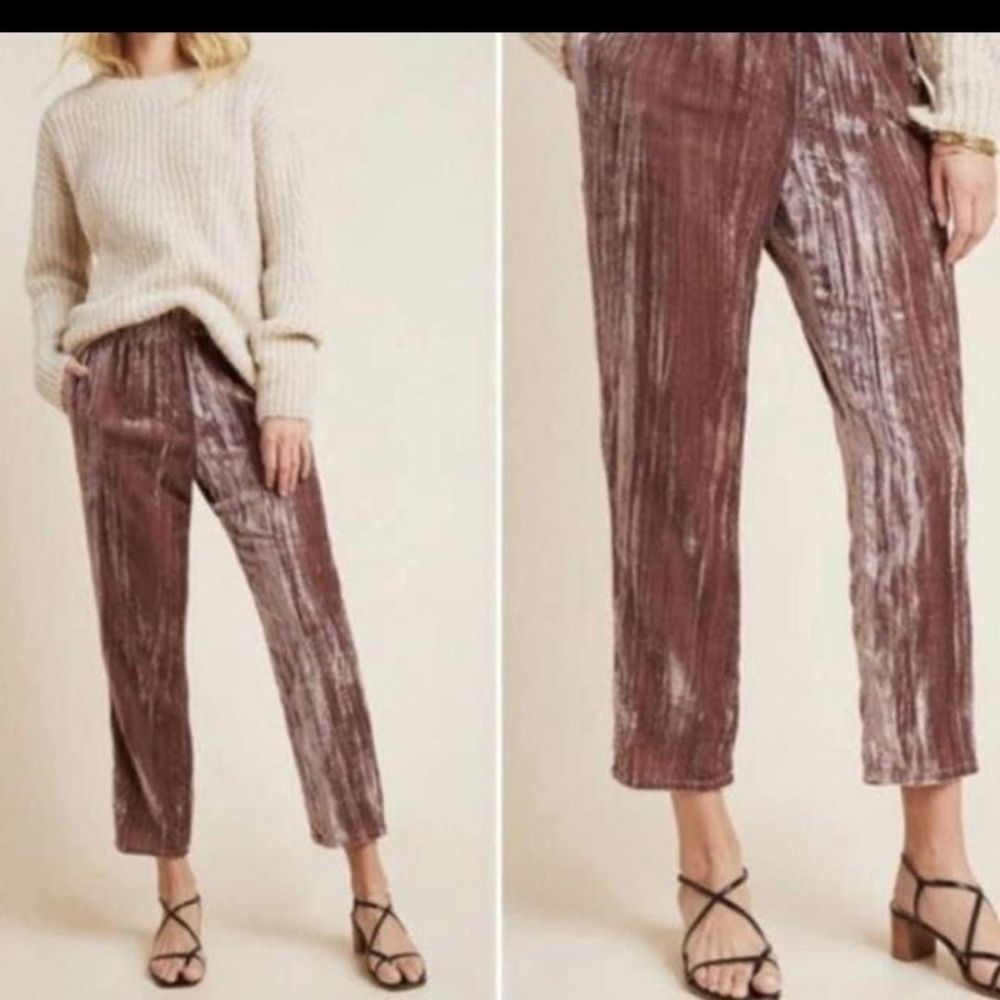 TINA JO Anthropologie Velvet Velour Trousers  Size M